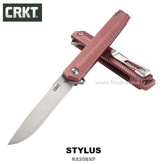 CRKT Stylus Flipper Folding Knife, 12C27 Sandvik, Aluminum Handle, K820BXP